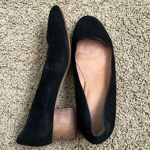 Madewell Black Suede Block Heel Pumps
